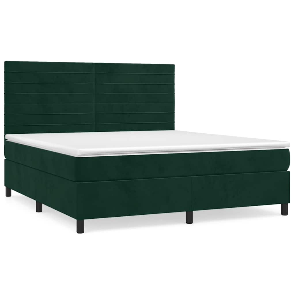 Boxspring met matras fluweel donkergroen 160x200 cm is nu te koop bij PeponiXL, paradijselijk wonen!