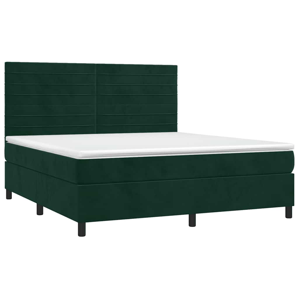 Boxspring met matras fluweel donkergroen 160x200 cm is nu te koop bij PeponiXL, paradijselijk wonen!