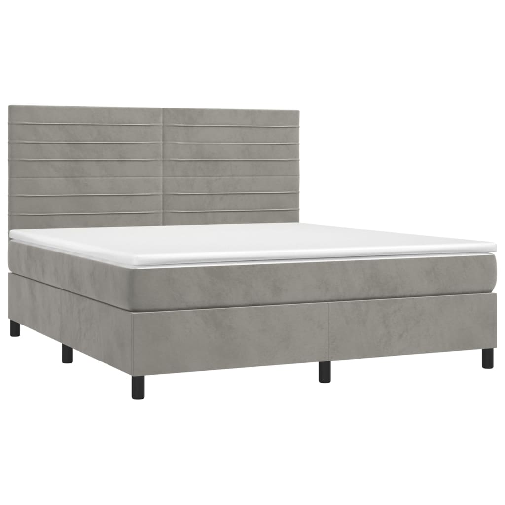 Boxspring met matras fluweel lichtgrijs 180x200 cm is nu te koop bij PeponiXL, paradijselijk wonen!