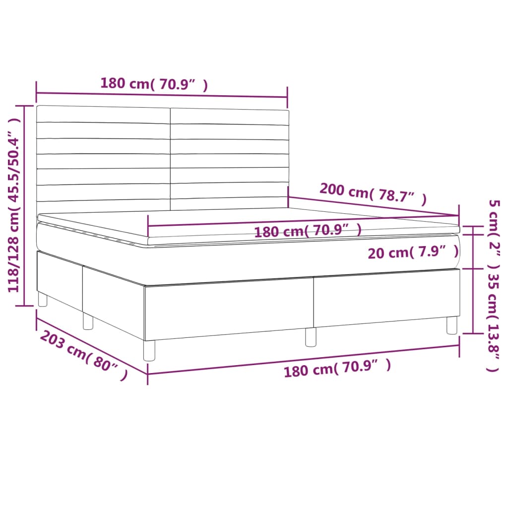 Boxspring met matras fluweel lichtgrijs 180x200 cm is nu te koop bij PeponiXL, paradijselijk wonen!