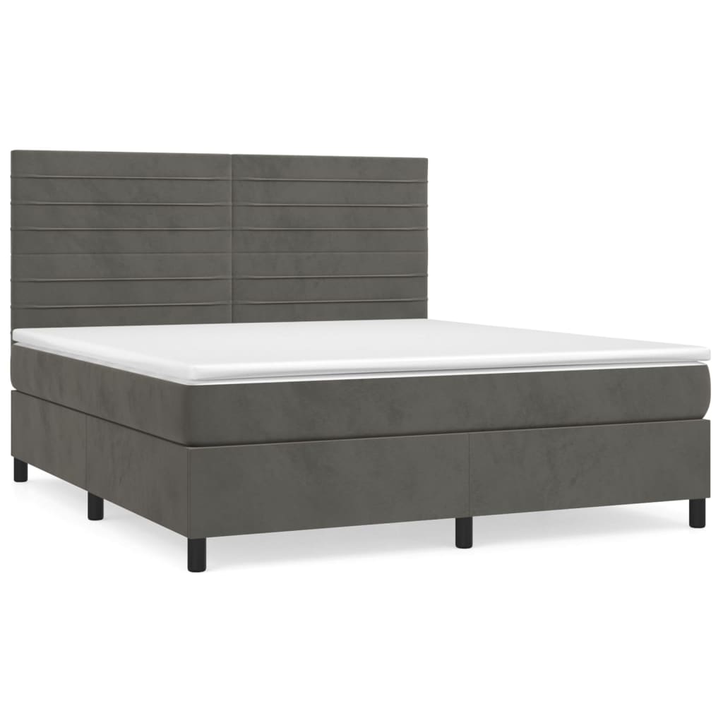 Boxspring met matras fluweel donkergrijs 180x200 cm is nu te koop bij PeponiXL, paradijselijk wonen!
