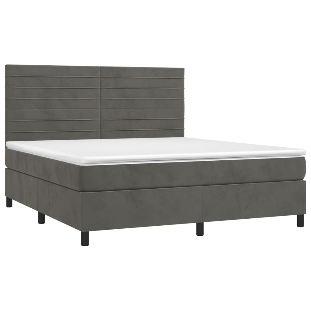 Boxspring met matras fluweel donkergrijs 180x200 cm is nu te koop bij PeponiXL, paradijselijk wonen!