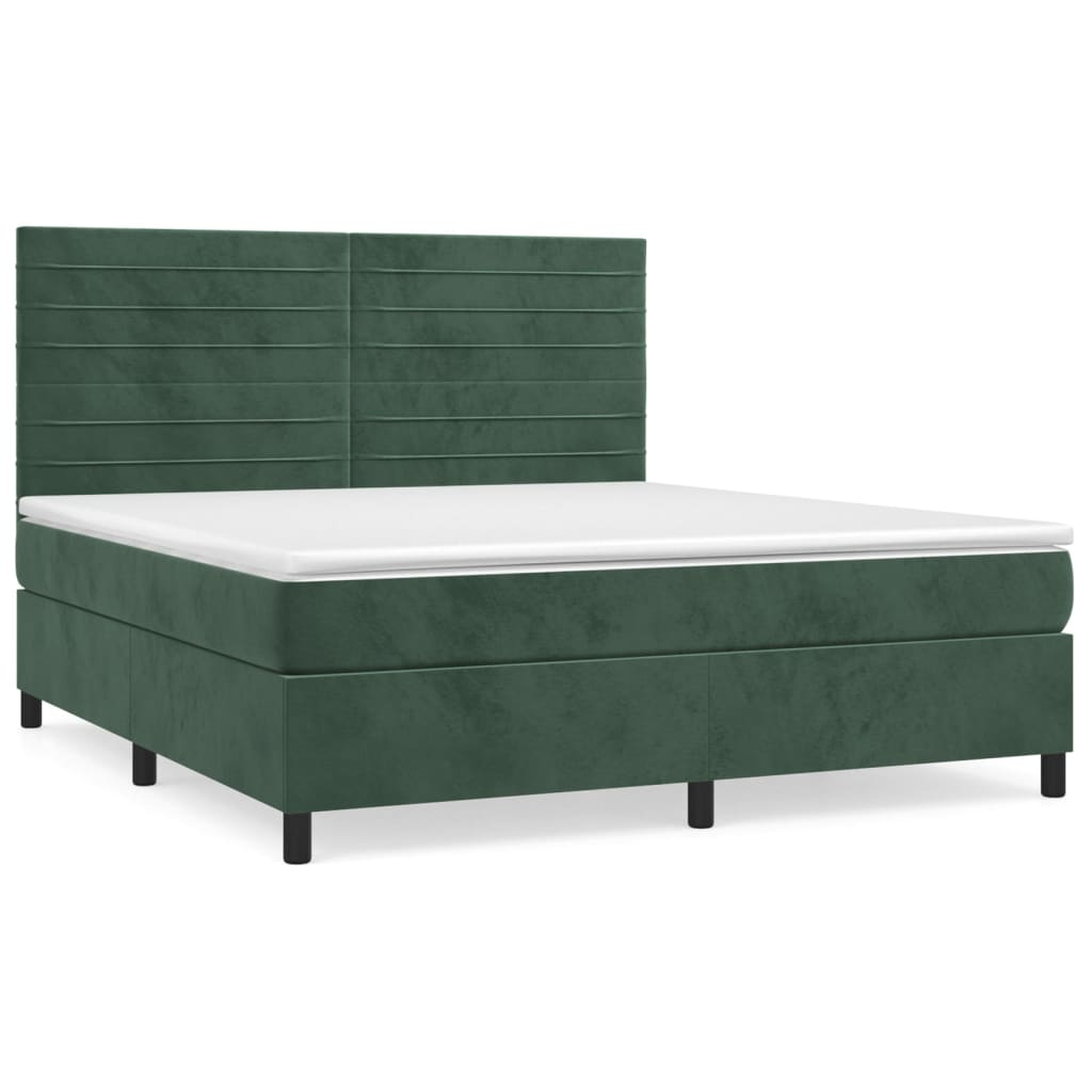 Boxspring met matras fluweel donkergroen 180x200 cm is nu te koop bij PeponiXL, paradijselijk wonen!