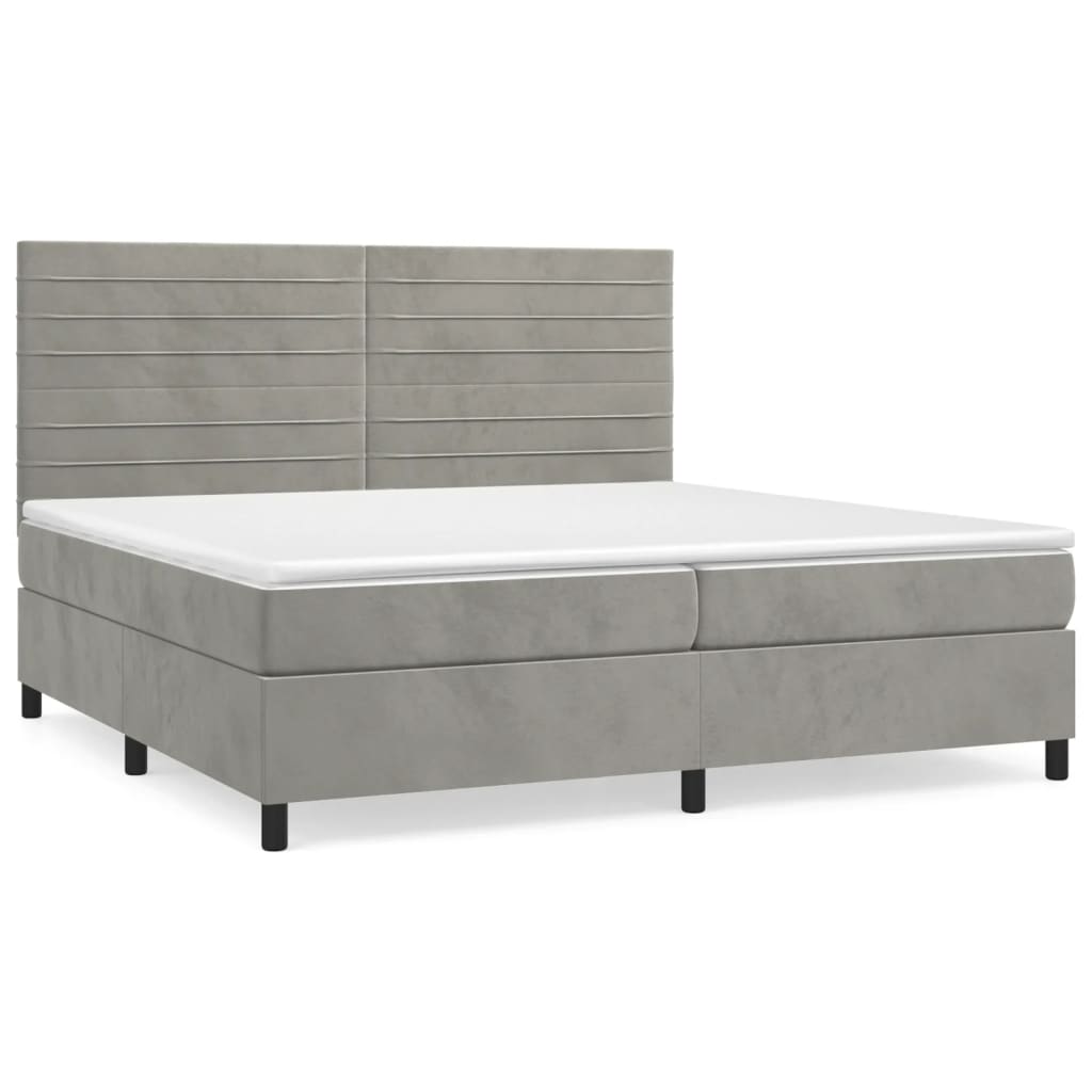 Boxspring met matras fluweel lichtgrijs 200x200 cm is nu te koop bij PeponiXL, paradijselijk wonen!