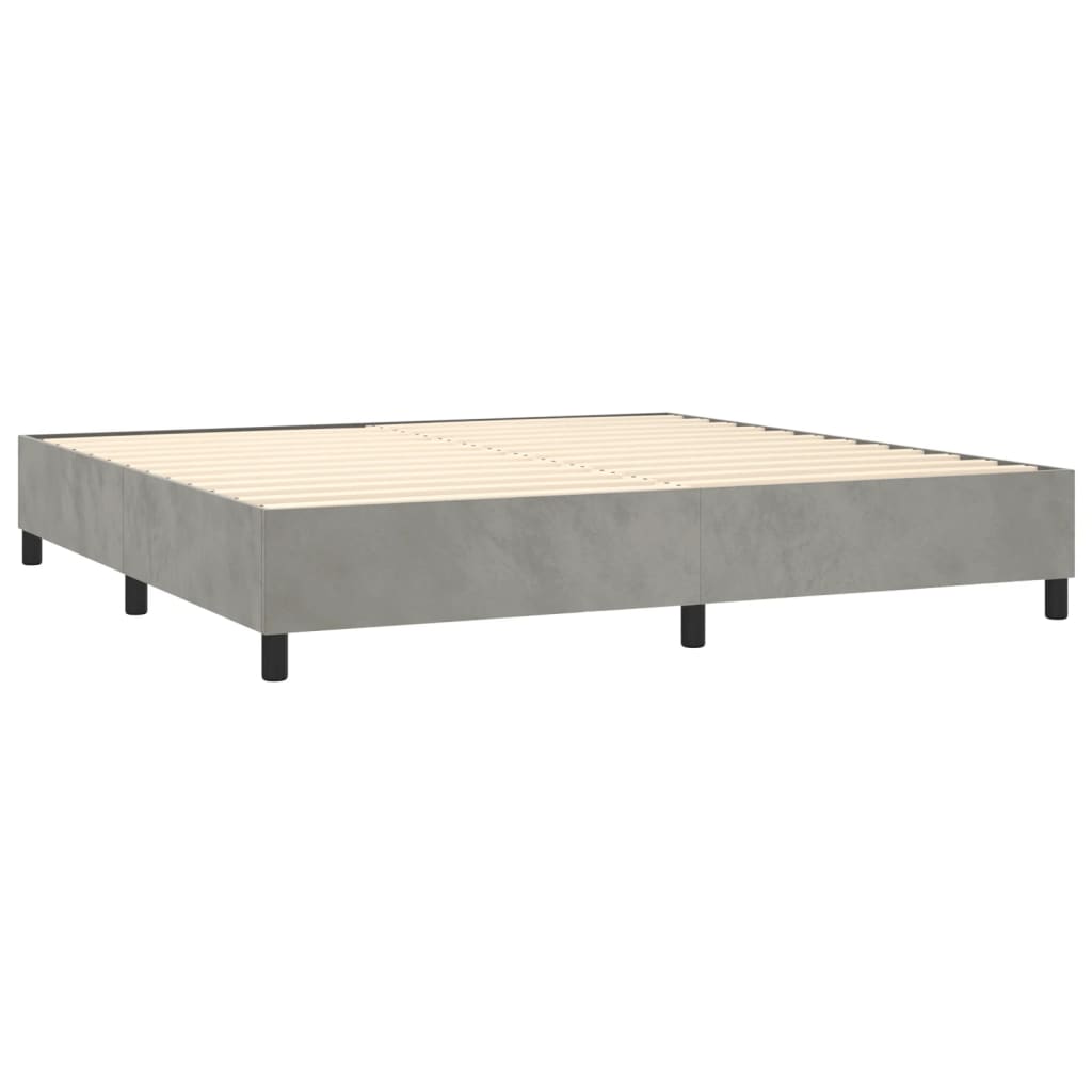 Boxspring met matras fluweel lichtgrijs 200x200 cm is nu te koop bij PeponiXL, paradijselijk wonen!