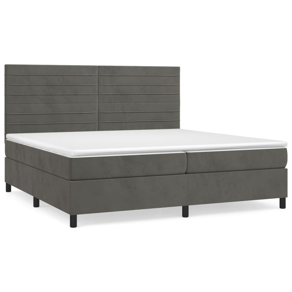 Boxspring met matras fluweel donkergrijs 200x200 cm is nu te koop bij PeponiXL, paradijselijk wonen!