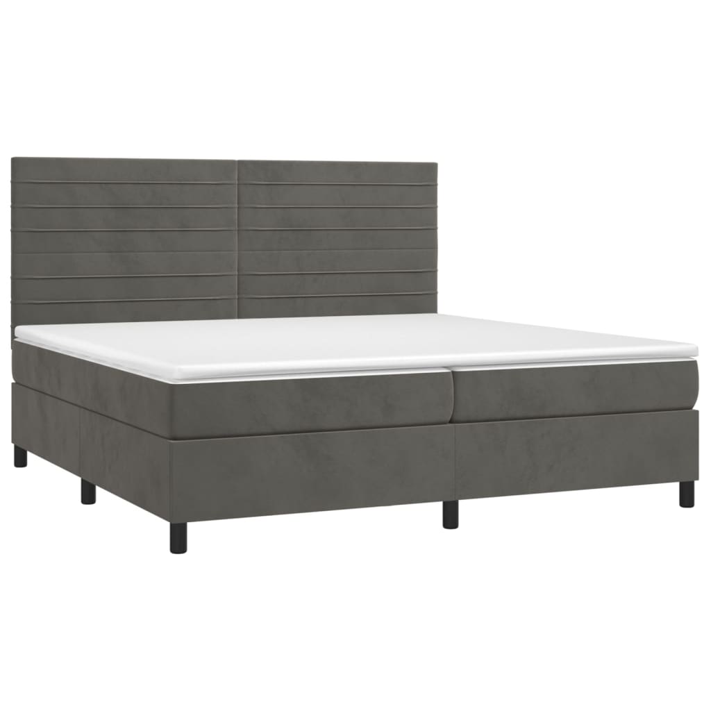Boxspring met matras fluweel donkergrijs 200x200 cm is nu te koop bij PeponiXL, paradijselijk wonen!