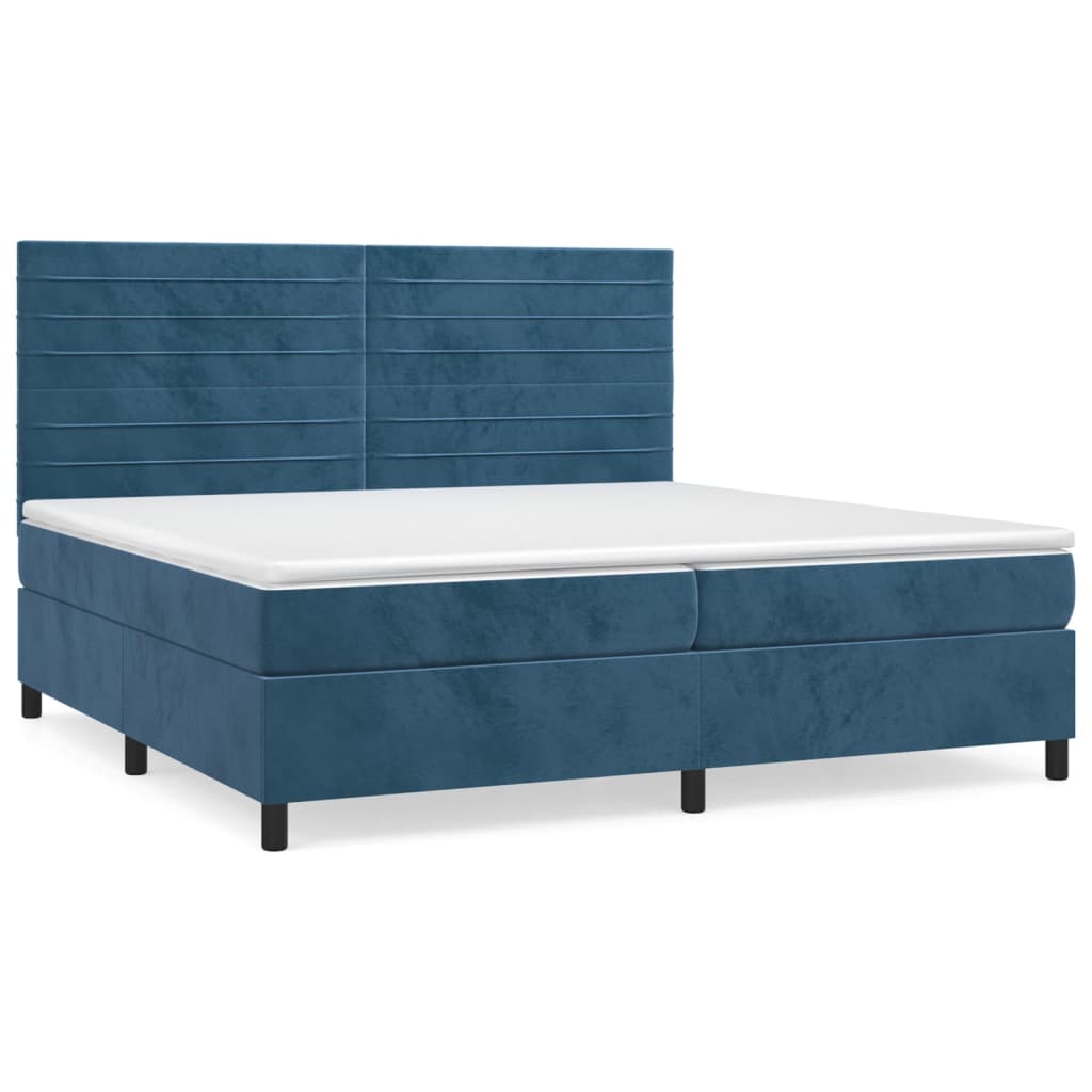 Boxspring met matras fluweel donkerblauw 200x200 cm is nu te koop bij PeponiXL, paradijselijk wonen!
