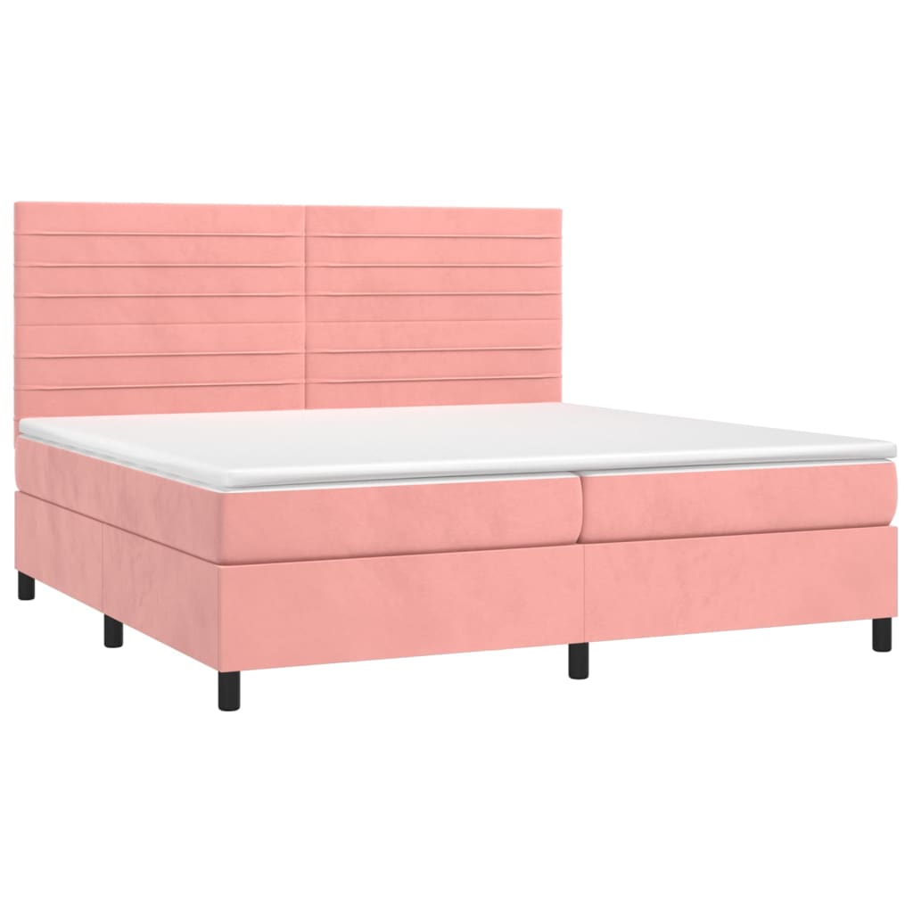 Boxspring met matras fluweel roze 200x200 cm is nu te koop bij PeponiXL, paradijselijk wonen!