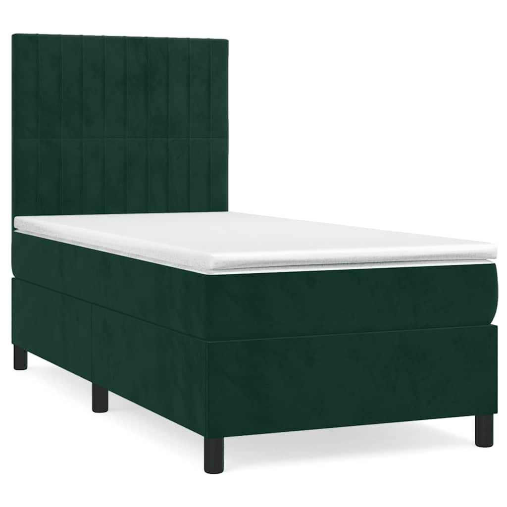 Boxspring met matras fluweel donkergroen 80x200 cm is nu te koop bij PeponiXL, paradijselijk wonen!