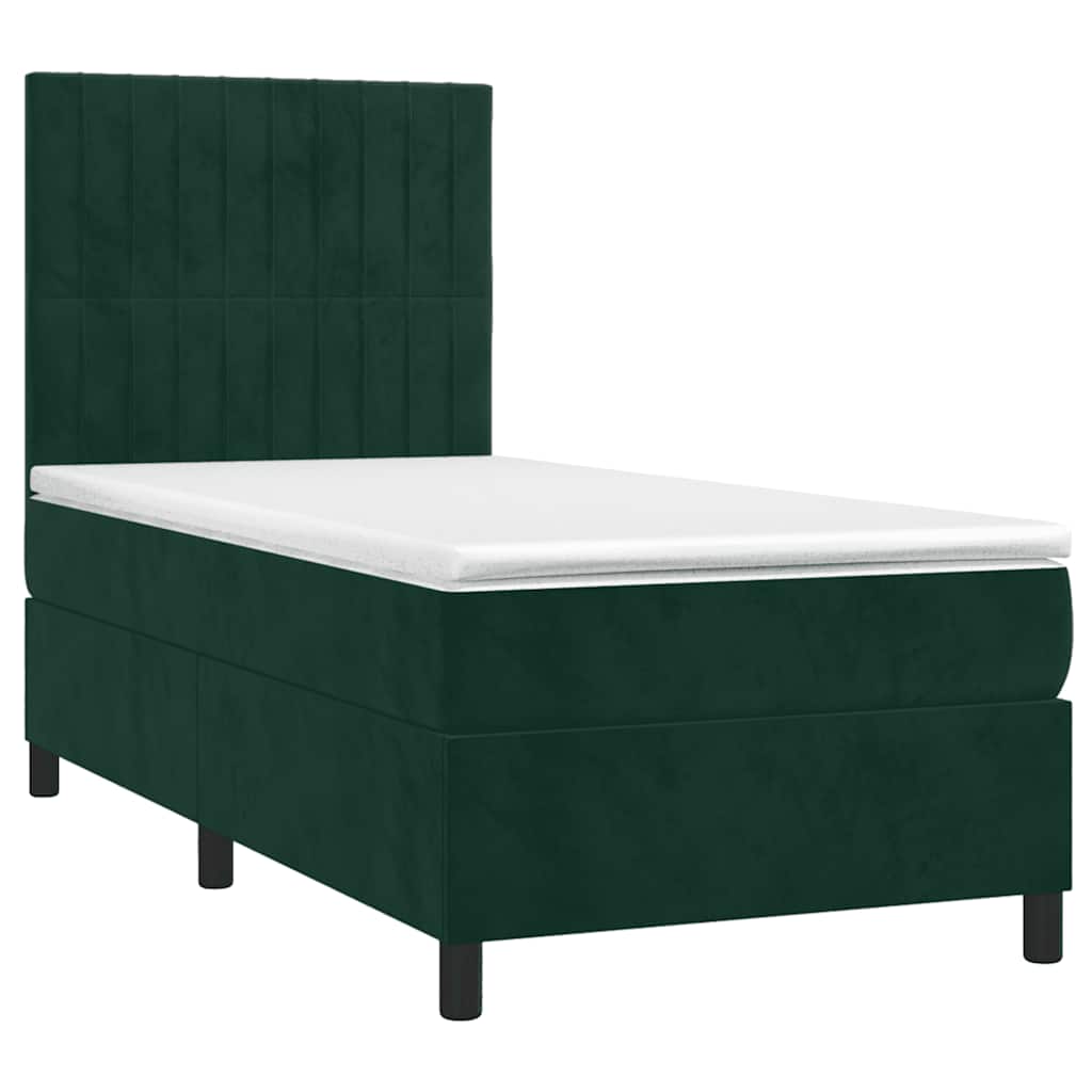Boxspring met matras fluweel donkergroen 80x200 cm is nu te koop bij PeponiXL, paradijselijk wonen!