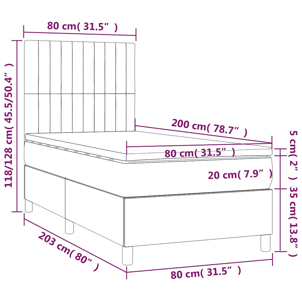 Boxspring met matras fluweel donkergroen 80x200 cm is nu te koop bij PeponiXL, paradijselijk wonen!