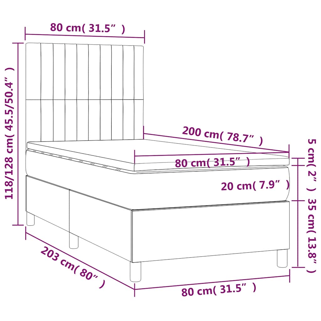 Boxspring met matras fluweel donkerblauw 80x200 cm is nu te koop bij PeponiXL, paradijselijk wonen!