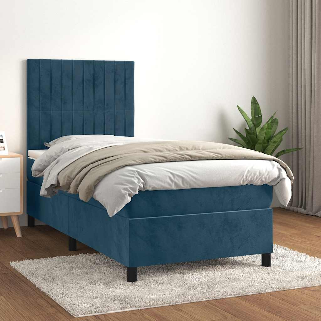Boxspring met matras fluweel donkerblauw 80x200 cm is nu te koop bij PeponiXL, paradijselijk wonen!