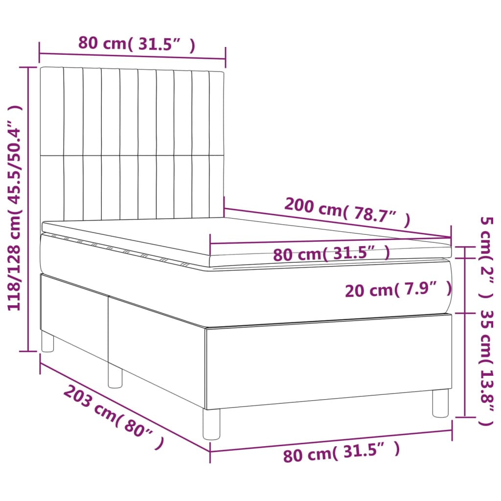 Boxspring met matras fluweel roze 80x200 cm is nu te koop bij PeponiXL, paradijselijk wonen!