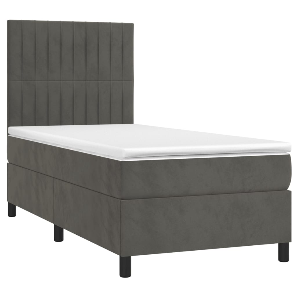 Boxspring met matras fluweel donkergrijs 100x200 cm is nu te koop bij PeponiXL, paradijselijk wonen!