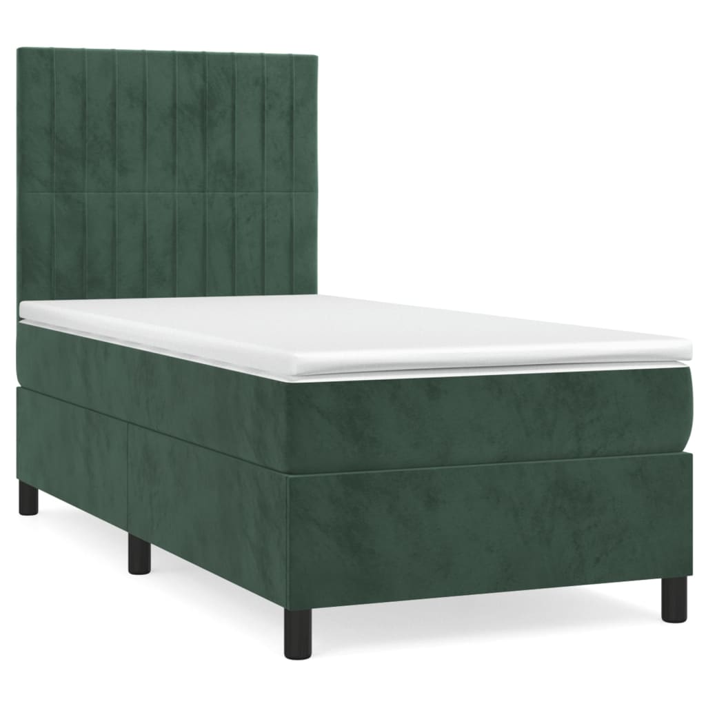 Boxspring met matras fluweel donkergroen 100x200 cm is nu te koop bij PeponiXL, paradijselijk wonen!