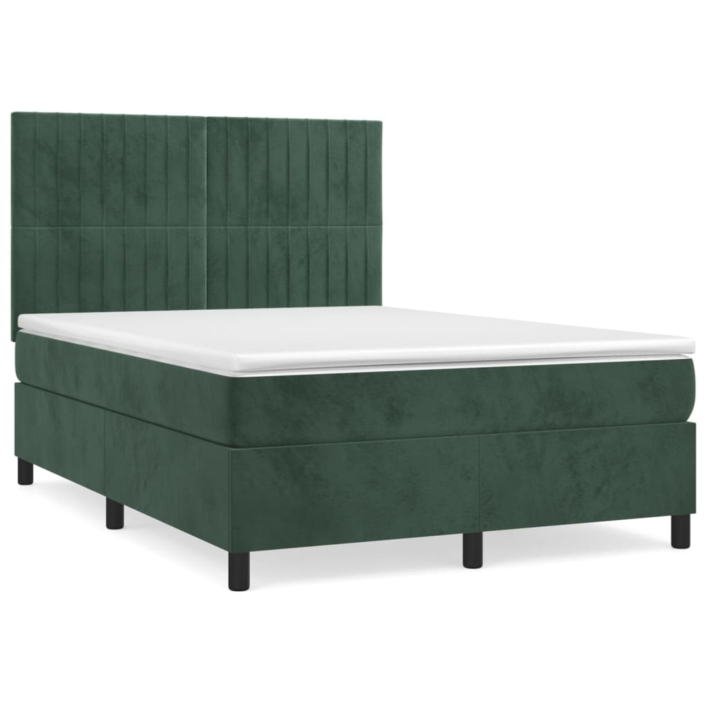 Boxspring met matras fluweel donkergroen 140x200 cm is nu te koop bij PeponiXL, paradijselijk wonen!