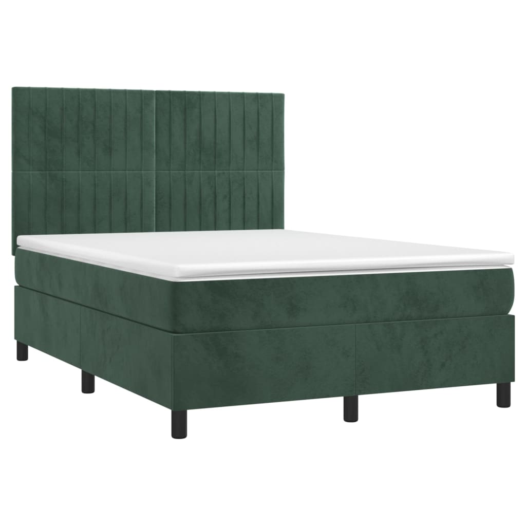 Boxspring met matras fluweel donkergroen 140x200 cm is nu te koop bij PeponiXL, paradijselijk wonen!