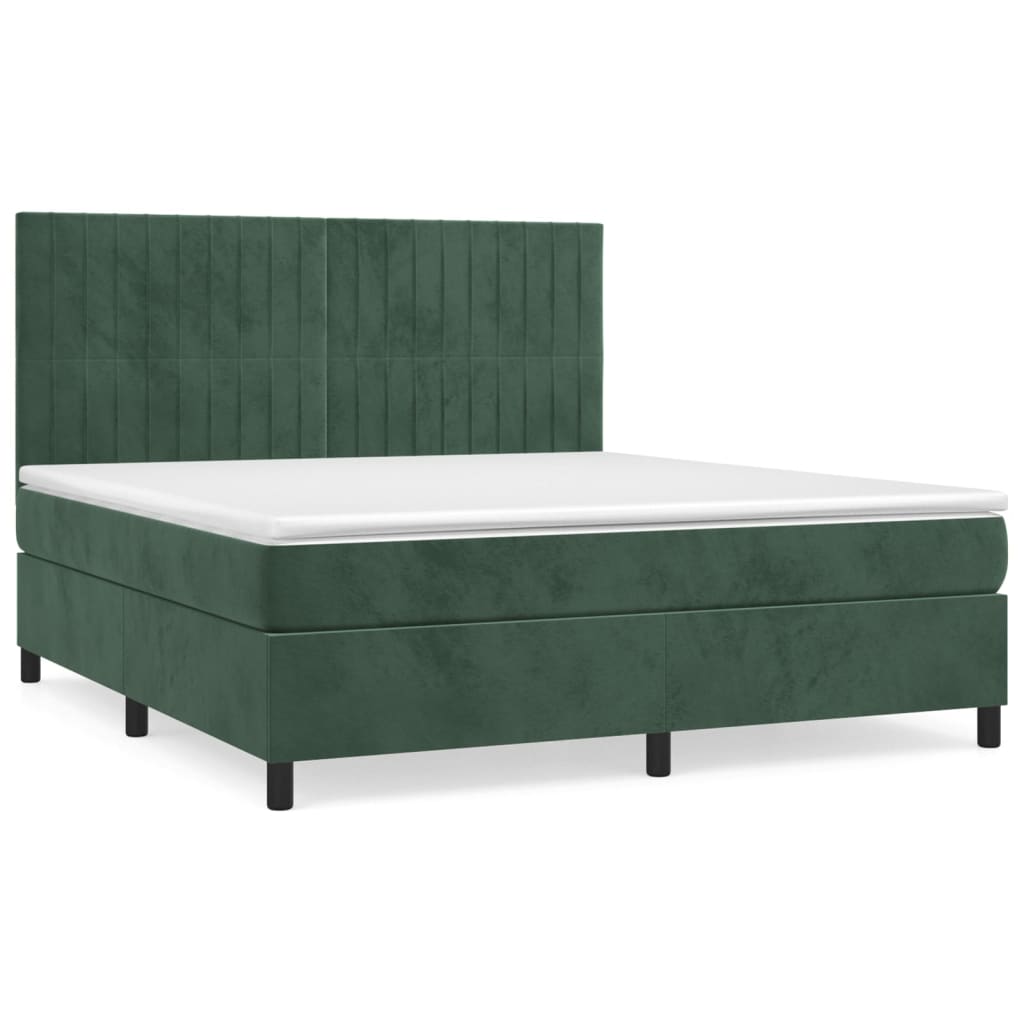 Boxspring met matras fluweel donkergroen 160x200 cm is nu te koop bij PeponiXL, paradijselijk wonen!