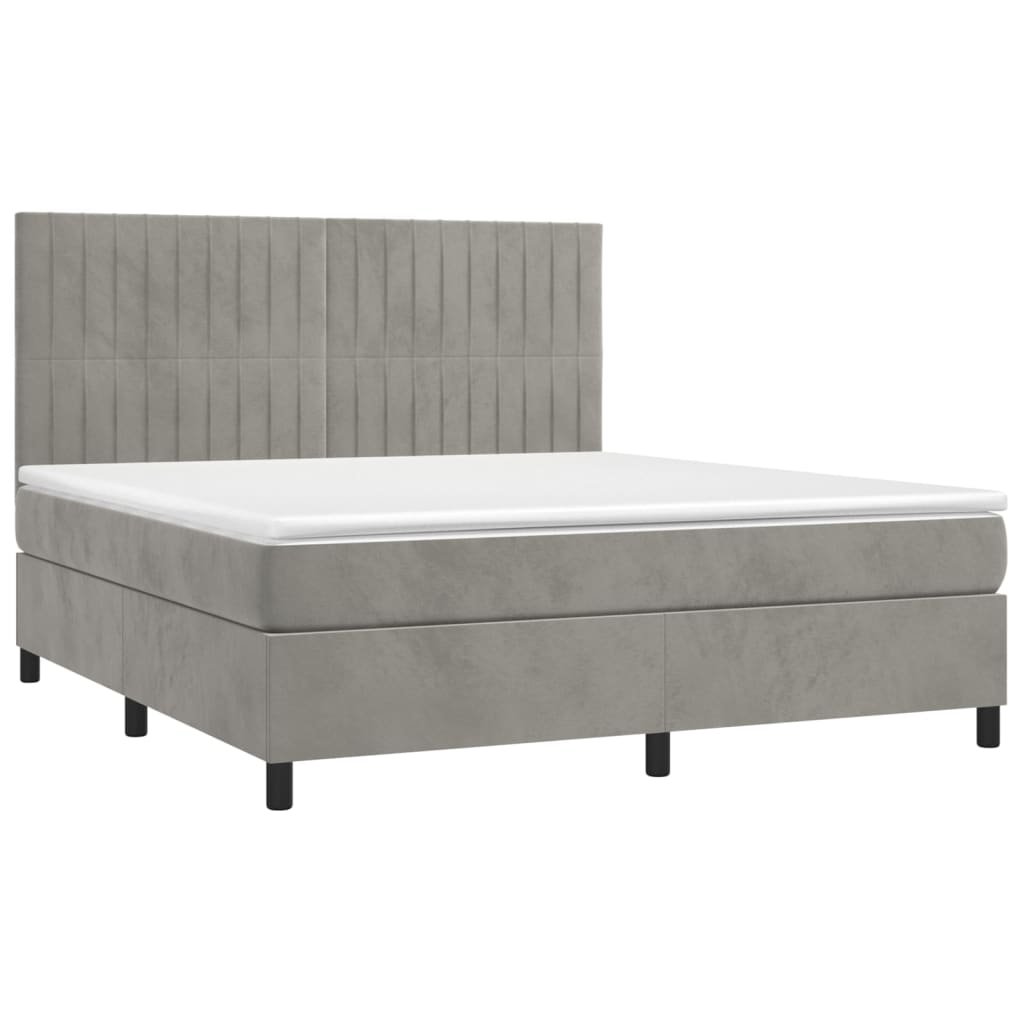 Boxspring met matras fluweel lichtgrijs 180x200 cm is nu te koop bij PeponiXL, paradijselijk wonen!