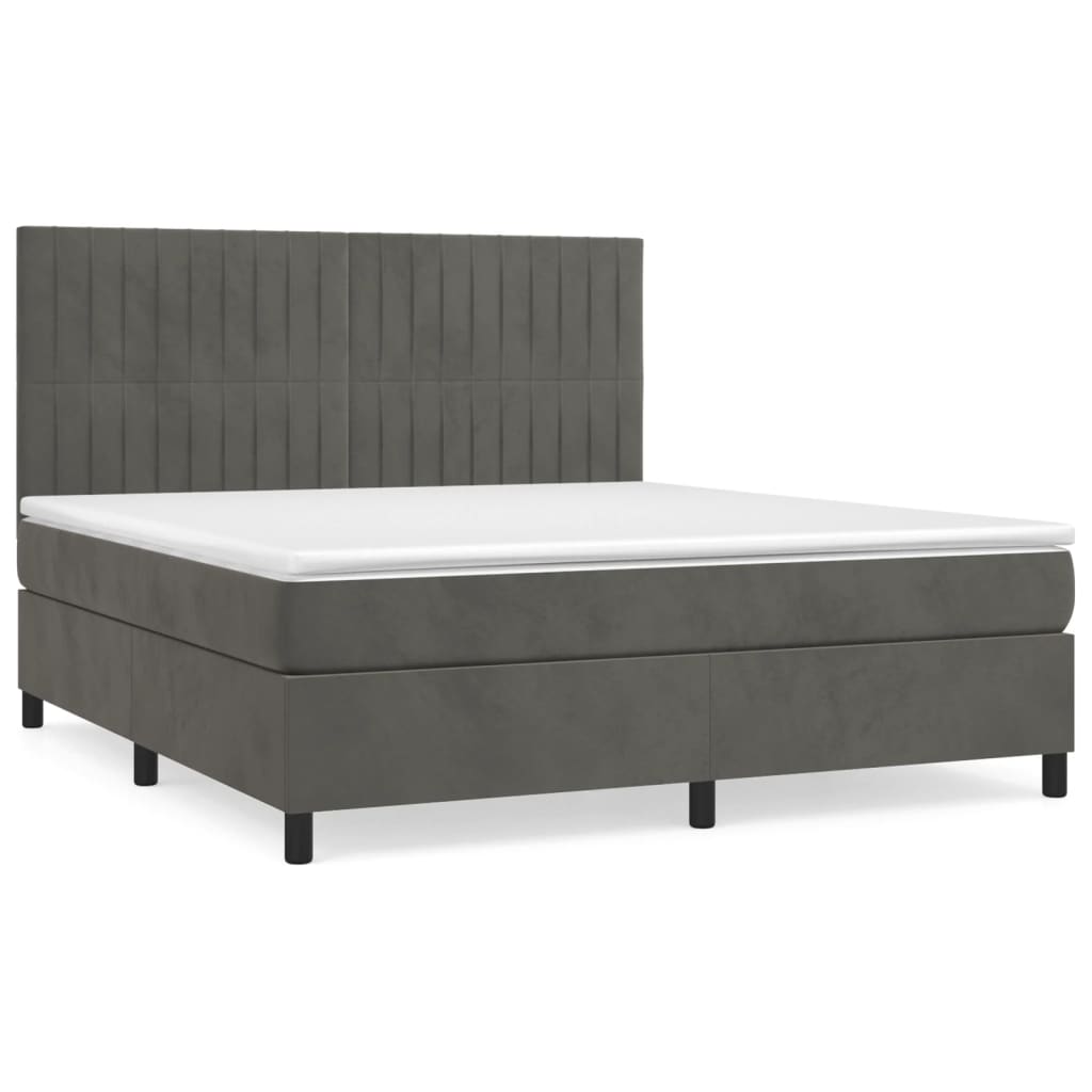 Boxspring met matras fluweel donkergrijs 180x200 cm is nu te koop bij PeponiXL, paradijselijk wonen!