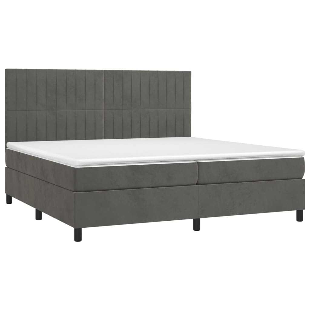 Boxspring met matras fluweel donkergrijs 200x200 cm is nu te koop bij PeponiXL, paradijselijk wonen!