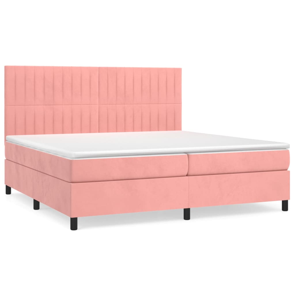 Boxspring met matras fluweel roze 200x200 cm is nu te koop bij PeponiXL, paradijselijk wonen!