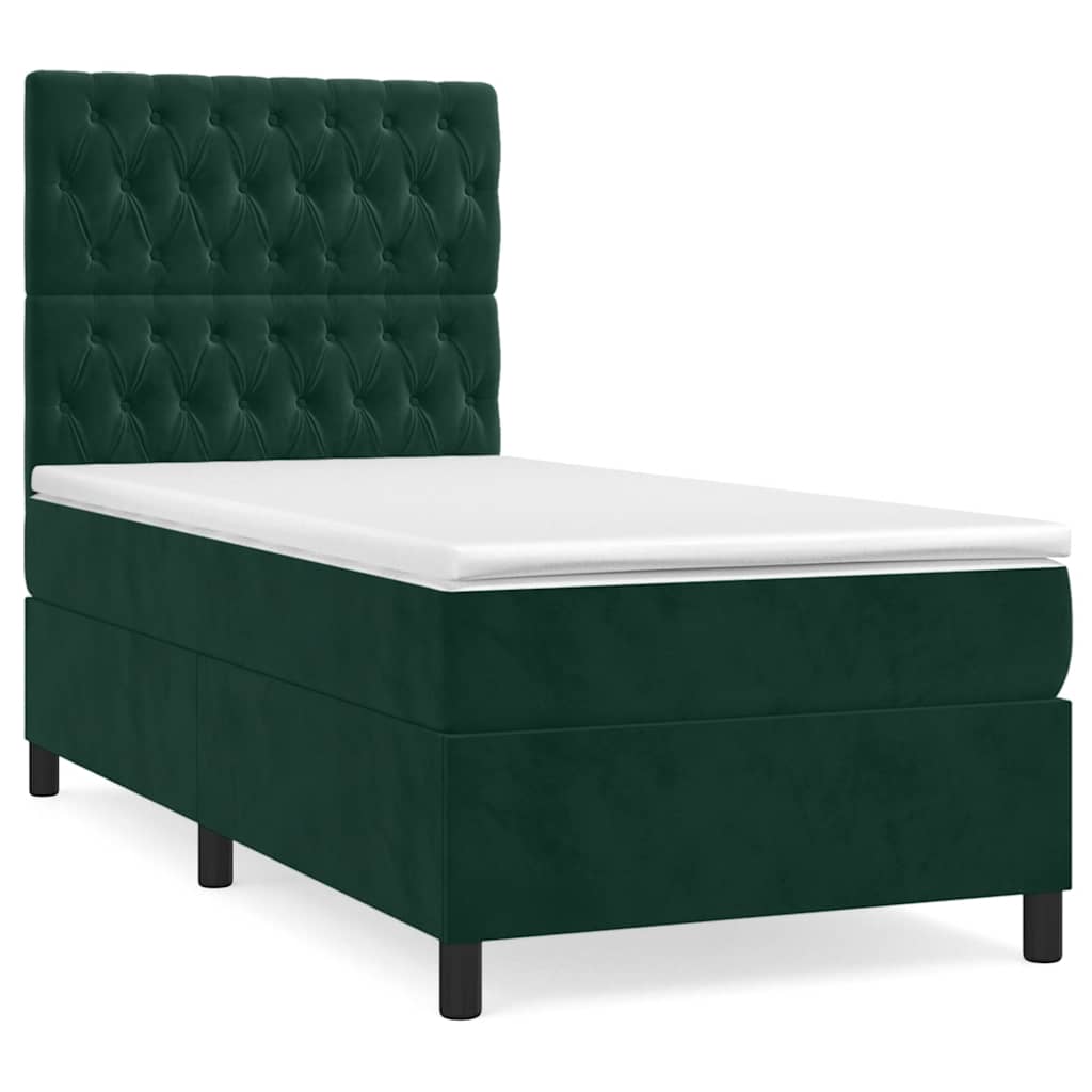 Boxspring met matras fluweel donkergroen 80x200 cm is nu te koop bij PeponiXL, paradijselijk wonen!