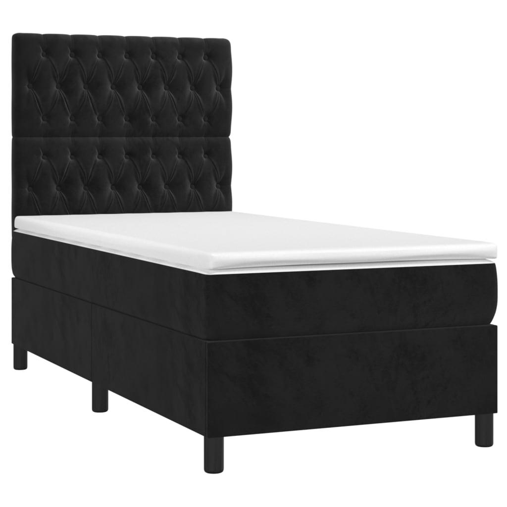 Boxspring met matras fluweel zwart 100x200 cm is nu te koop bij PeponiXL, paradijselijk wonen!