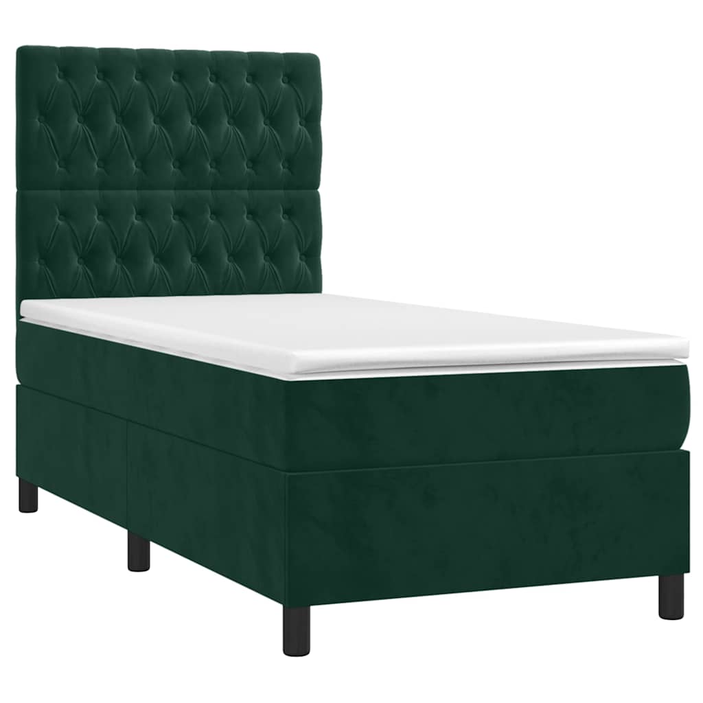 Boxspring met matras fluweel donkergroen 100x200 cm is nu te koop bij PeponiXL, paradijselijk wonen!