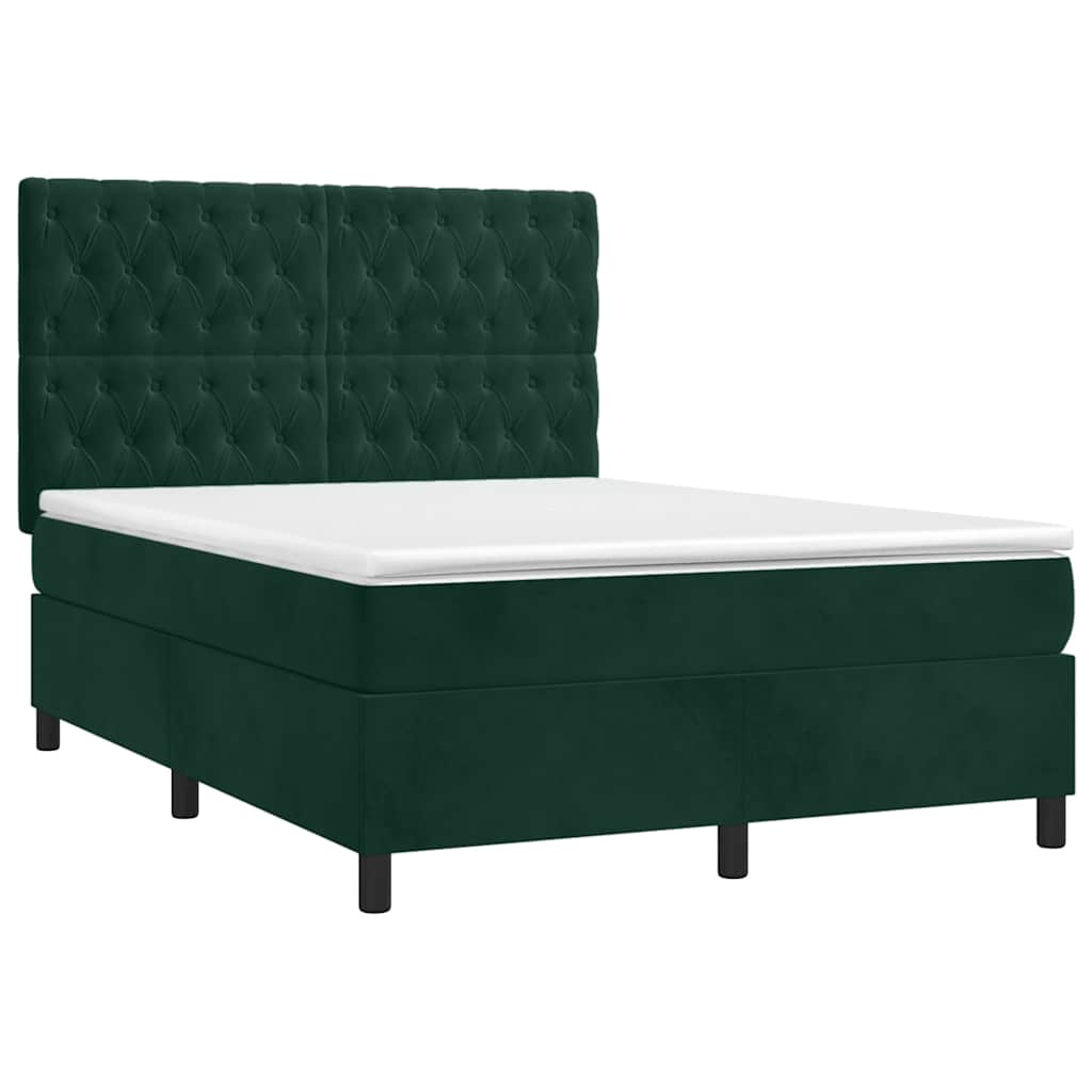 Boxspring met matras fluweel donkergroen 140x190 cm is nu te koop bij PeponiXL, paradijselijk wonen!
