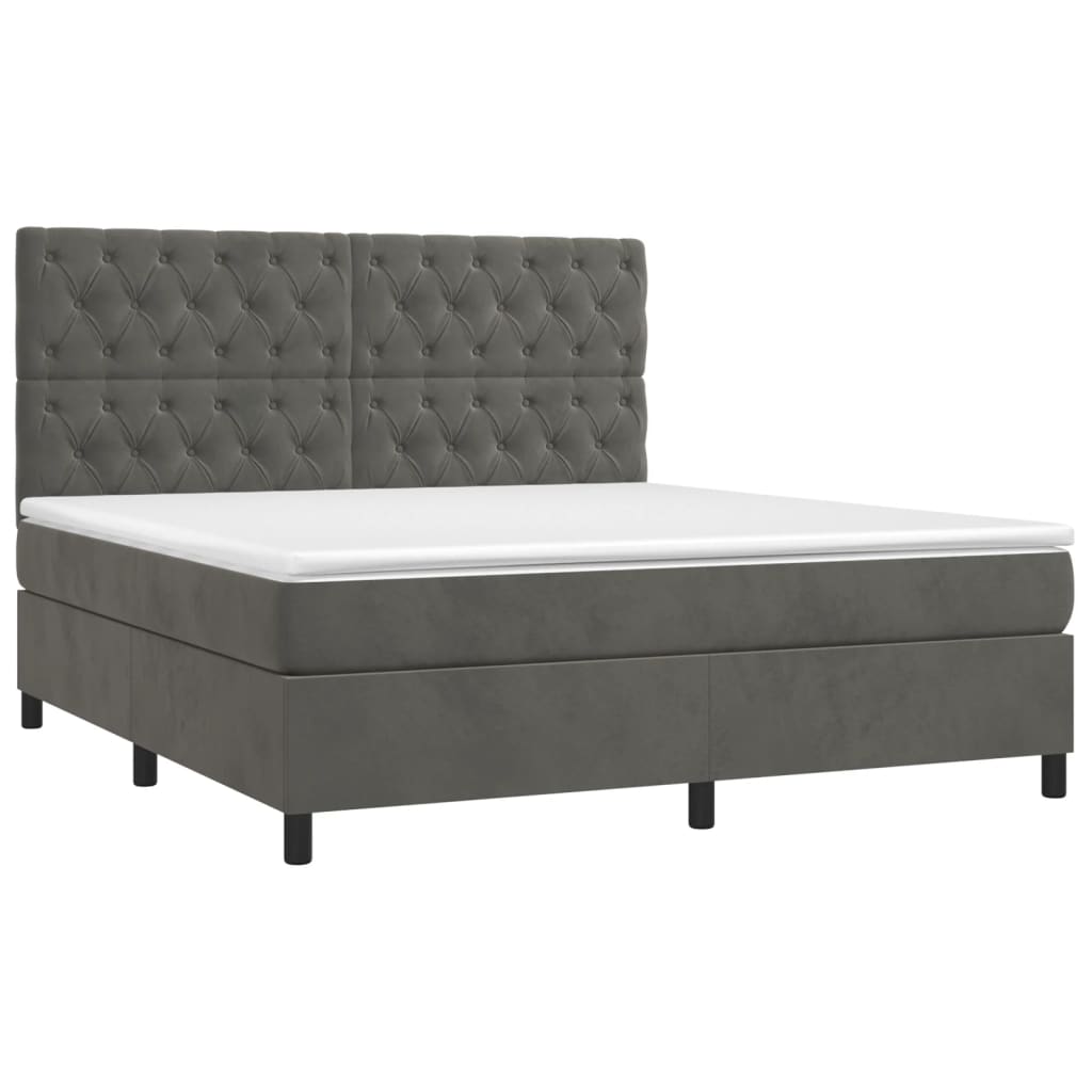 Boxspring met matras fluweel donkergrijs 160x200 cm is nu te koop bij PeponiXL, paradijselijk wonen!