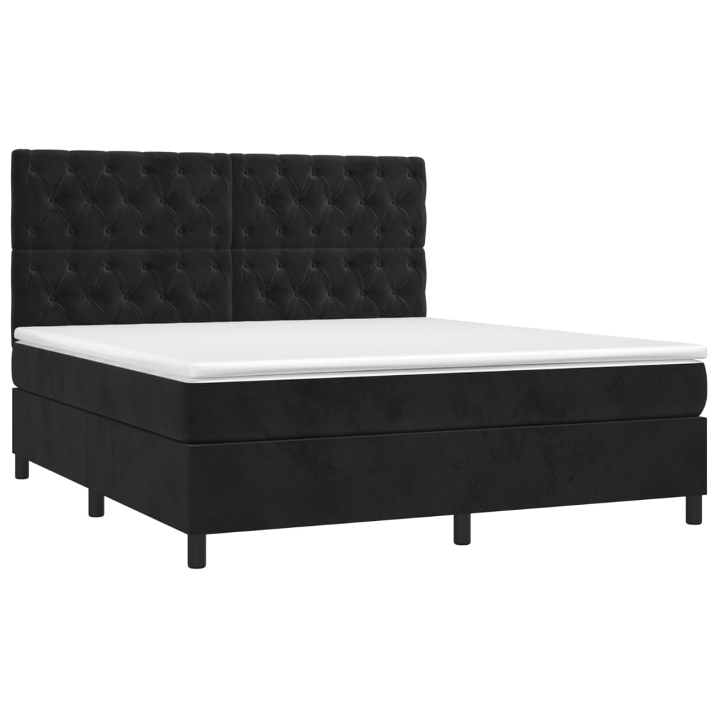 Boxspring met matras fluweel zwart 160x200 cm is nu te koop bij PeponiXL, paradijselijk wonen!