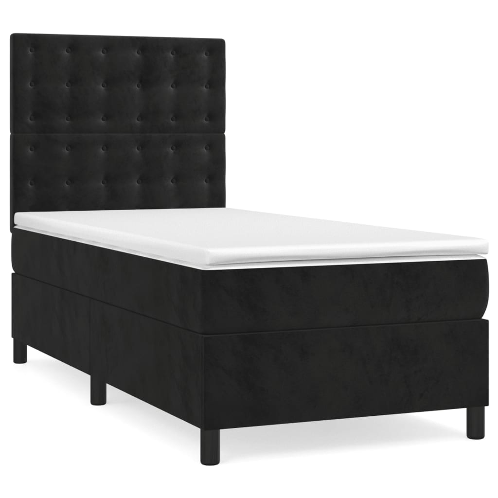 Boxspring met matras fluweel zwart 80x200 cm is nu te koop bij PeponiXL, paradijselijk wonen!