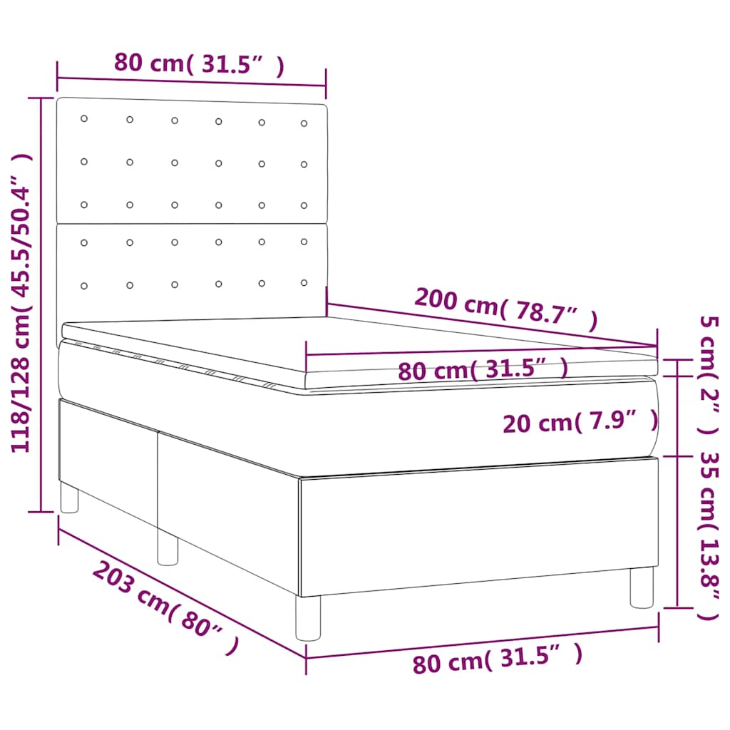 Boxspring met matras fluweel donkergroen 80x200 cm is nu te koop bij PeponiXL, paradijselijk wonen!
