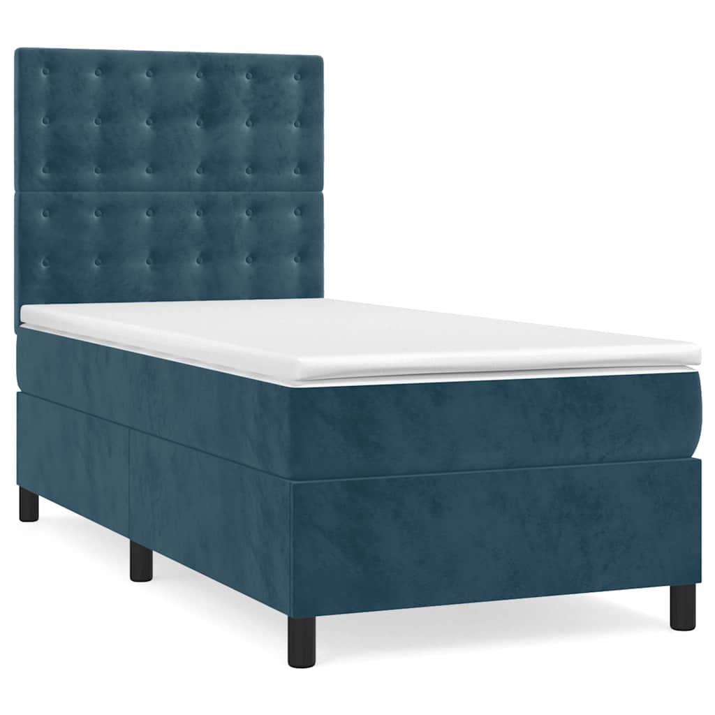 Boxspring met matras fluweel donkerblauw 80x200 cm is nu te koop bij PeponiXL, paradijselijk wonen!