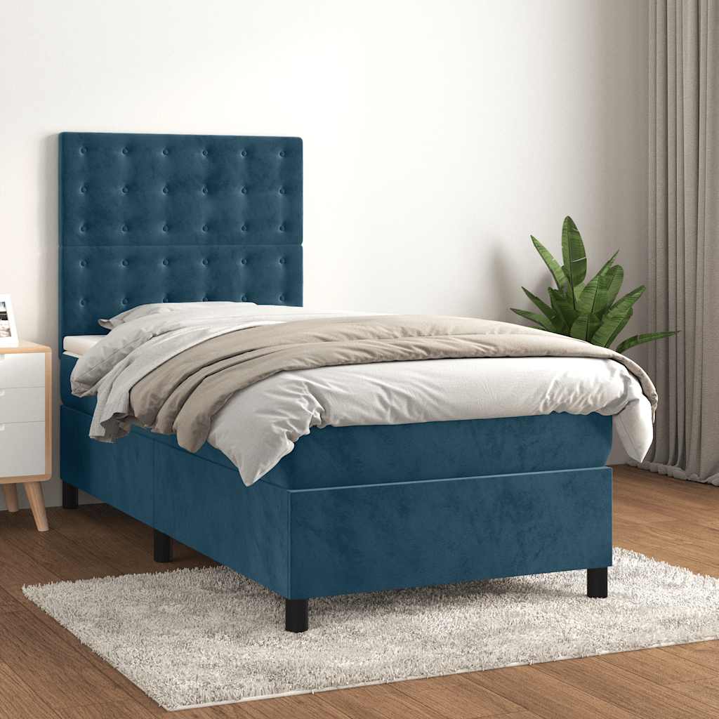 Boxspring met matras fluweel donkerblauw 80x200 cm is nu te koop bij PeponiXL, paradijselijk wonen!