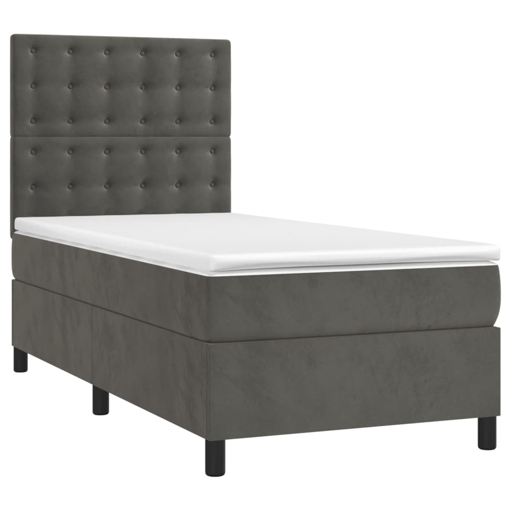 Boxspring met matras fluweel donkergrijs 100x200 cm is nu te koop bij PeponiXL, paradijselijk wonen!
