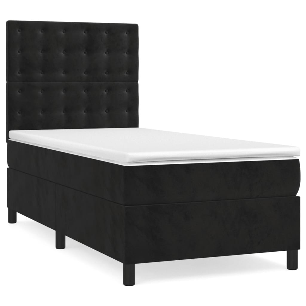 Boxspring met matras fluweel zwart 100x200 cm is nu te koop bij PeponiXL, paradijselijk wonen!