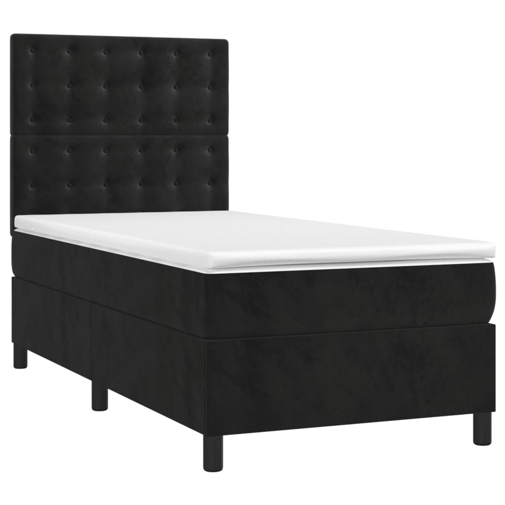 Boxspring met matras fluweel zwart 100x200 cm is nu te koop bij PeponiXL, paradijselijk wonen!