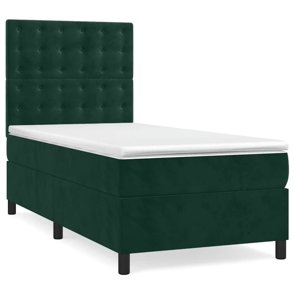 Boxspring met matras fluweel donkergroen 100x200 cm is nu te koop bij PeponiXL, paradijselijk wonen!