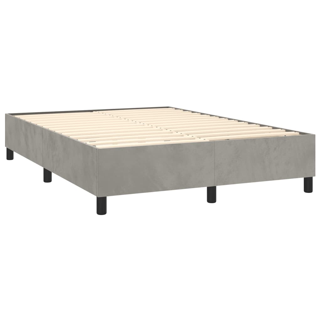 Boxspring met matras fluweel lichtgrijs 140x190 cm is nu te koop bij PeponiXL, paradijselijk wonen!