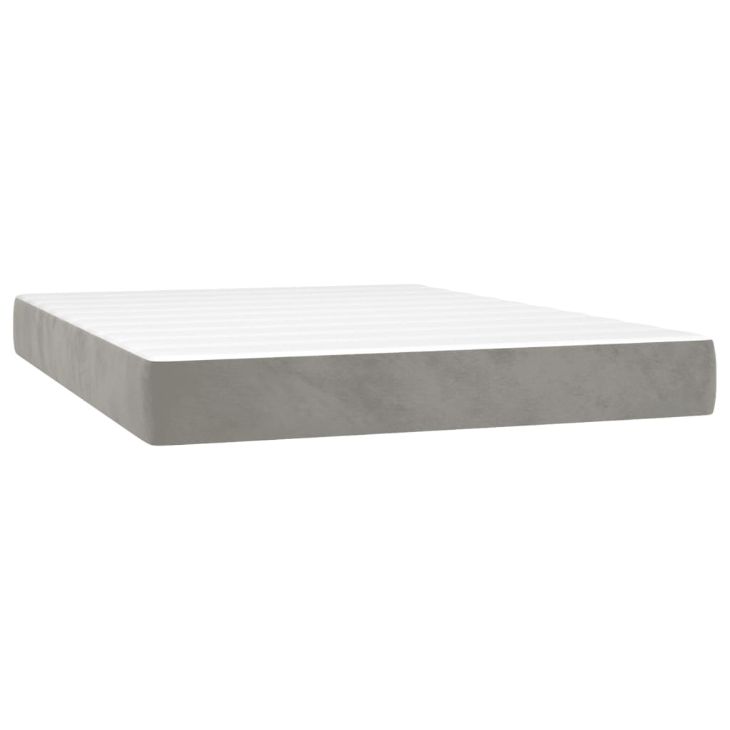 Boxspring met matras fluweel lichtgrijs 140x200 cm is nu te koop bij PeponiXL, paradijselijk wonen!