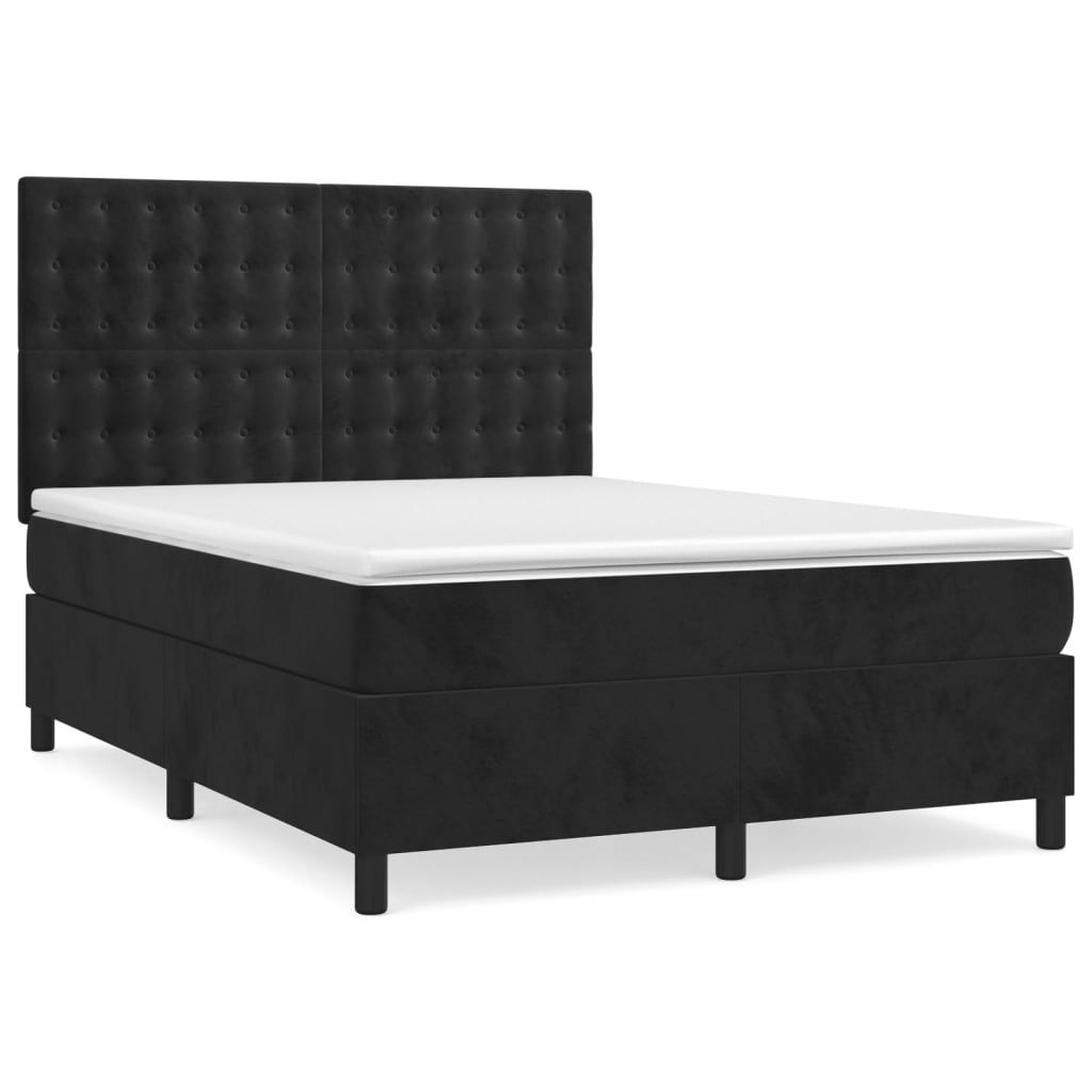 Boxspring met matras fluweel zwart 140x200 cm is nu te koop bij PeponiXL, paradijselijk wonen!