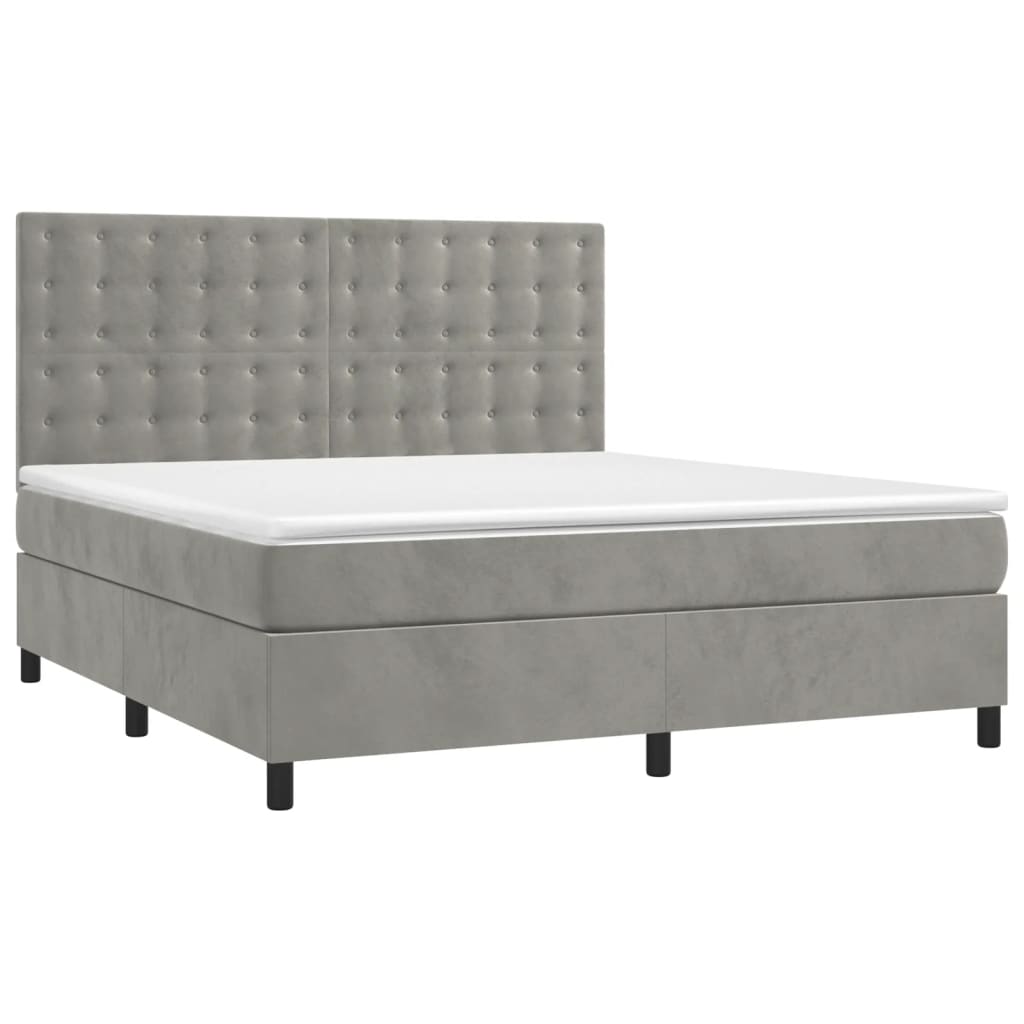 Boxspring met matras fluweel lichtgrijs 160x200 cm is nu te koop bij PeponiXL, paradijselijk wonen!