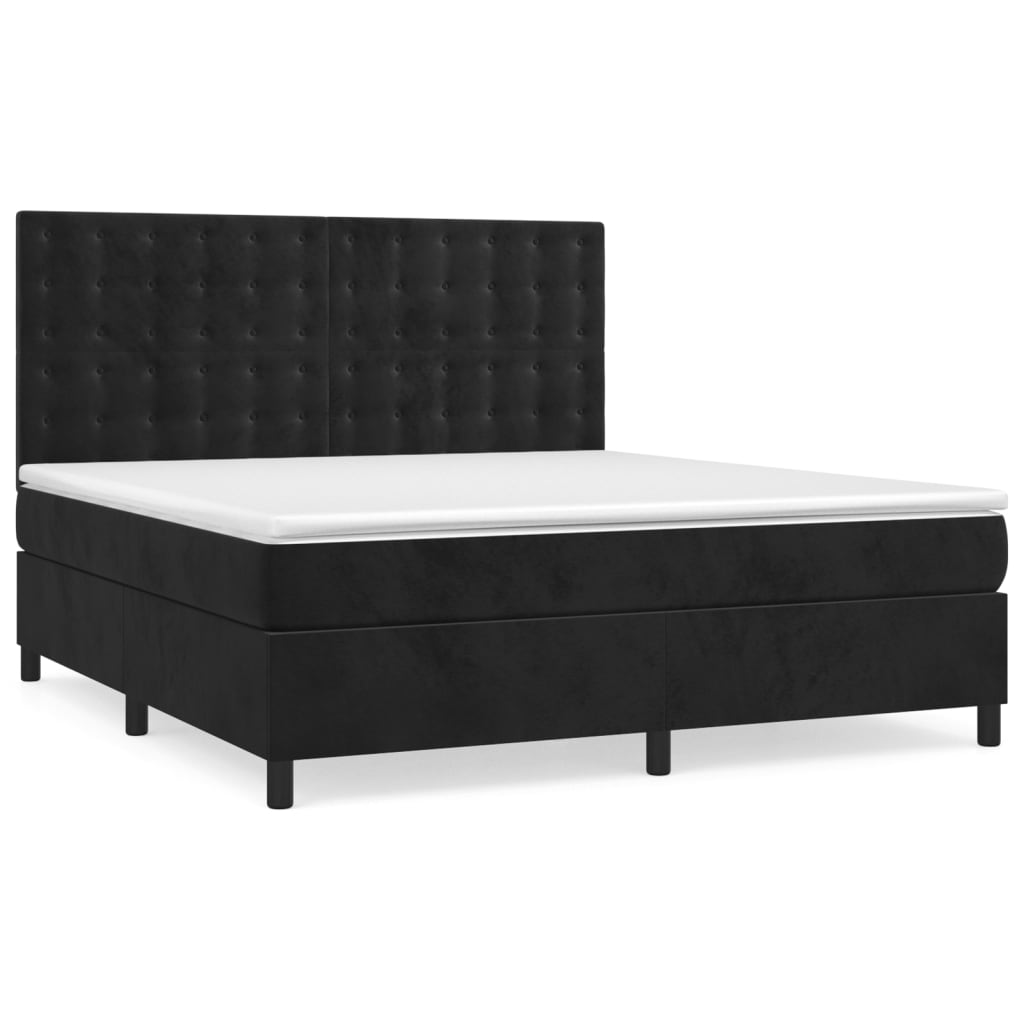 Boxspring met matras fluweel zwart 160x200 cm is nu te koop bij PeponiXL, paradijselijk wonen!