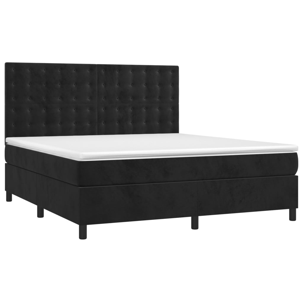 Boxspring met matras fluweel zwart 160x200 cm is nu te koop bij PeponiXL, paradijselijk wonen!