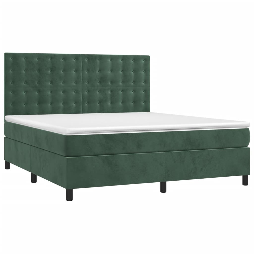 Boxspring met matras fluweel donkergroen 160x200 cm is nu te koop bij PeponiXL, paradijselijk wonen!