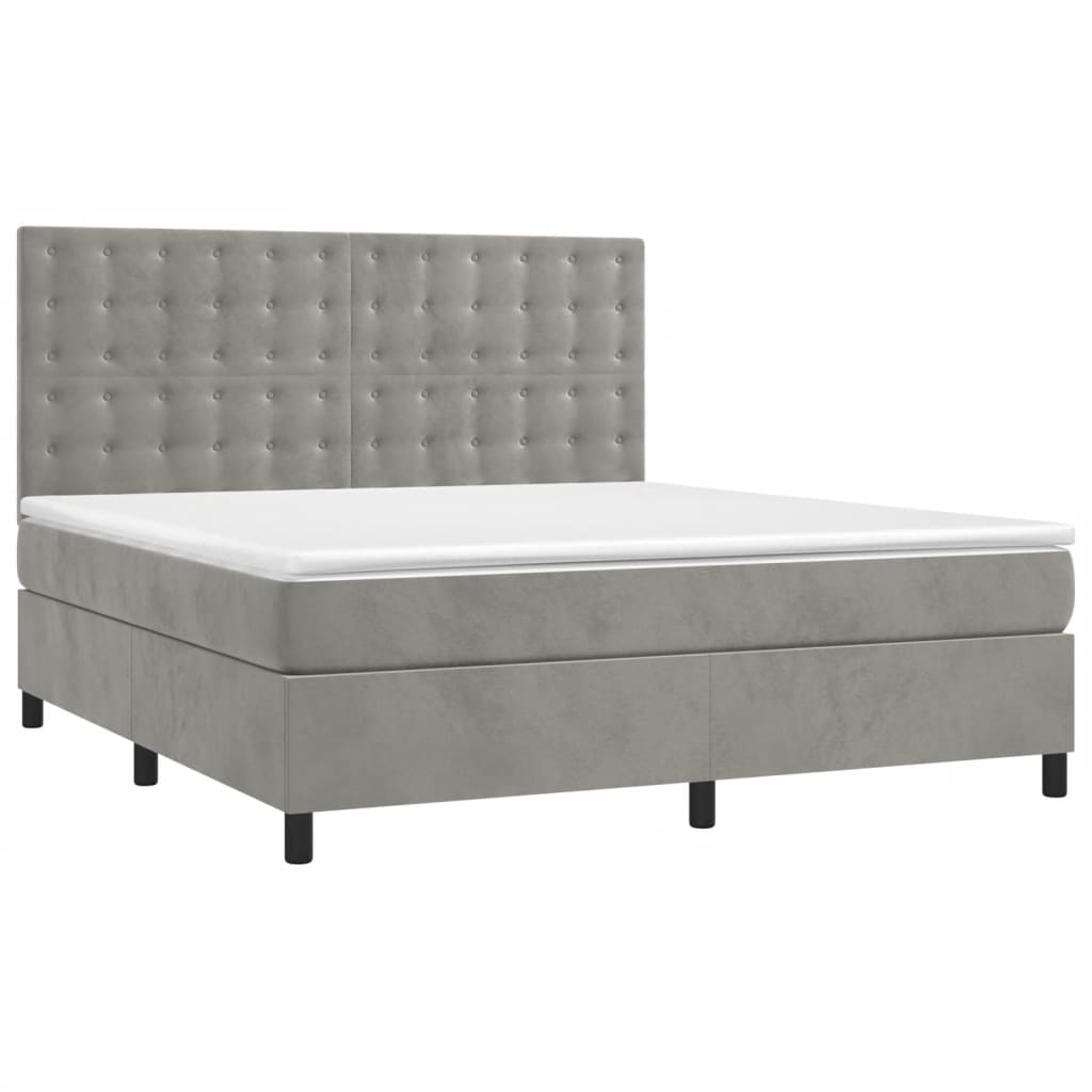 Boxspring met matras fluweel lichtgrijs 180x200 cm is nu te koop bij PeponiXL, paradijselijk wonen!